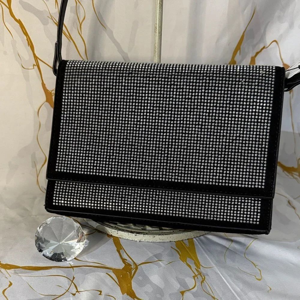 * Badgley Mischka Black and Silver Crossbody Bag